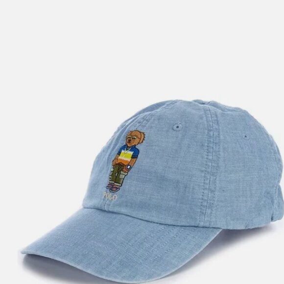 Polo Ralph Lauren Men's Cotton Bear Chambray Blue Ball Cap Hat - Picture 1 of 4